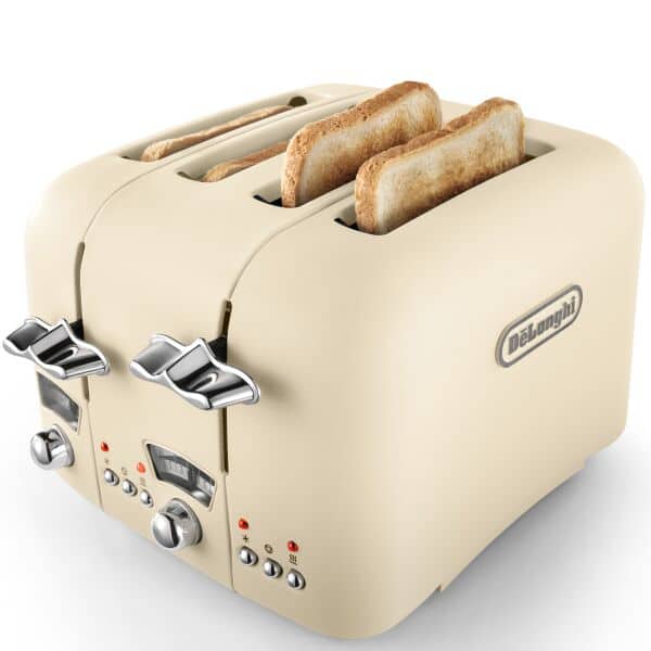 DeLONGHI Argento Flora 4 Slice Toaster - Beige