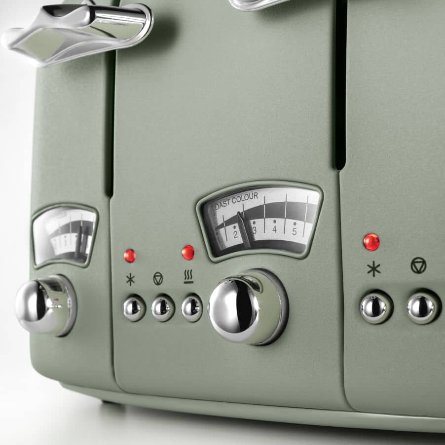 DeLONGHI Argento Flora 4 Slice Toaster - Green - Image 4