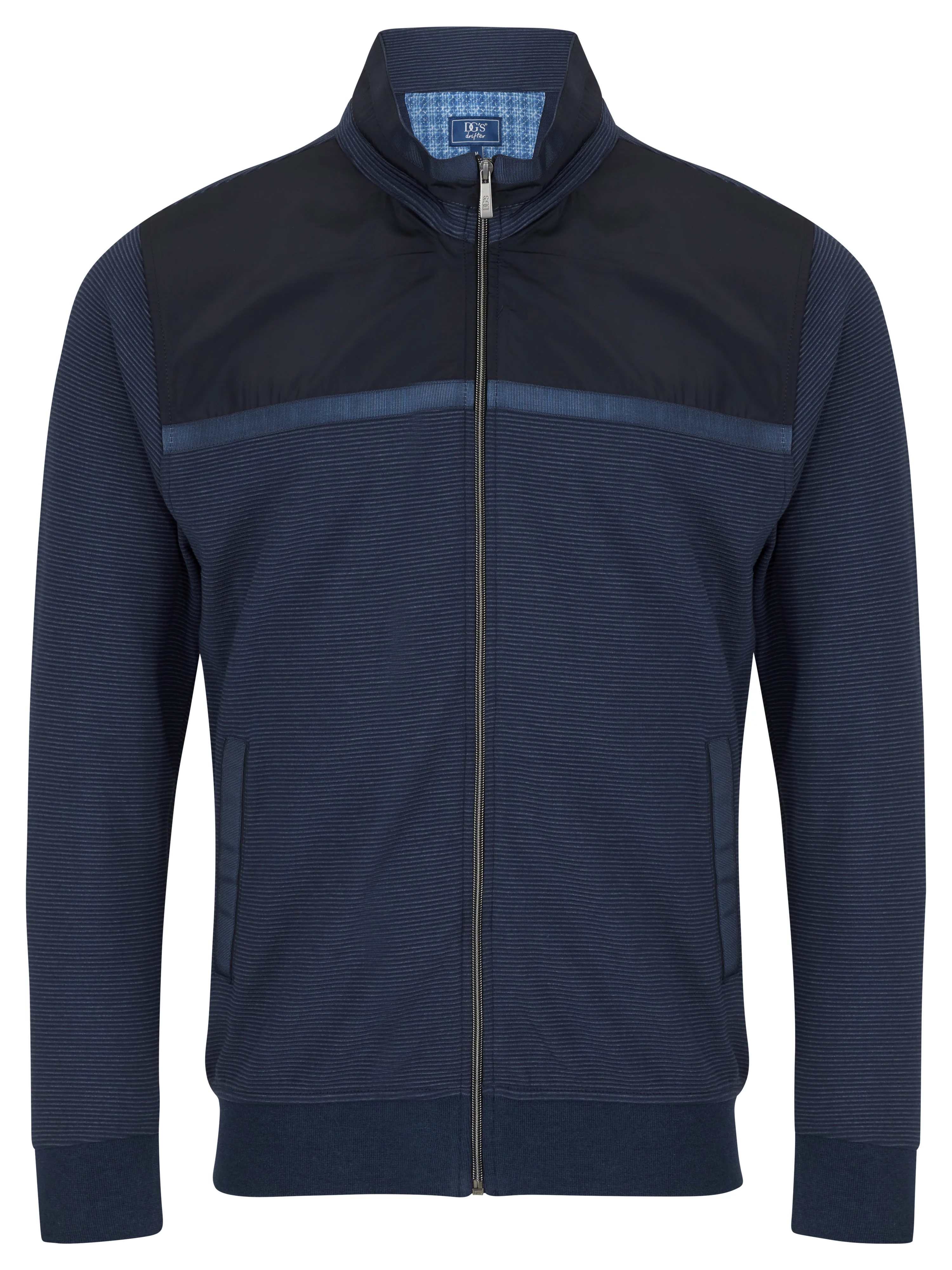 DG'S DRIFTER Long Sleeve Casual Full Zip Sweatshirt - Blue