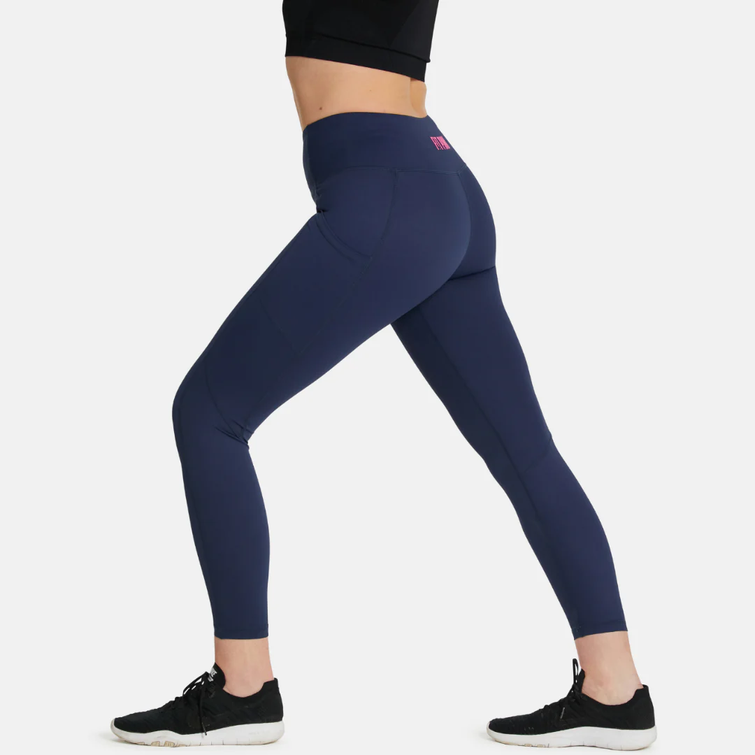 FIT PINK Elevate Full Length Gym Leggings - Navy - Image 3