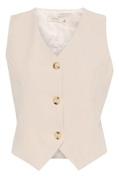 FRANSA Abigail V-Neck Waistcoat - Natural - Image 6