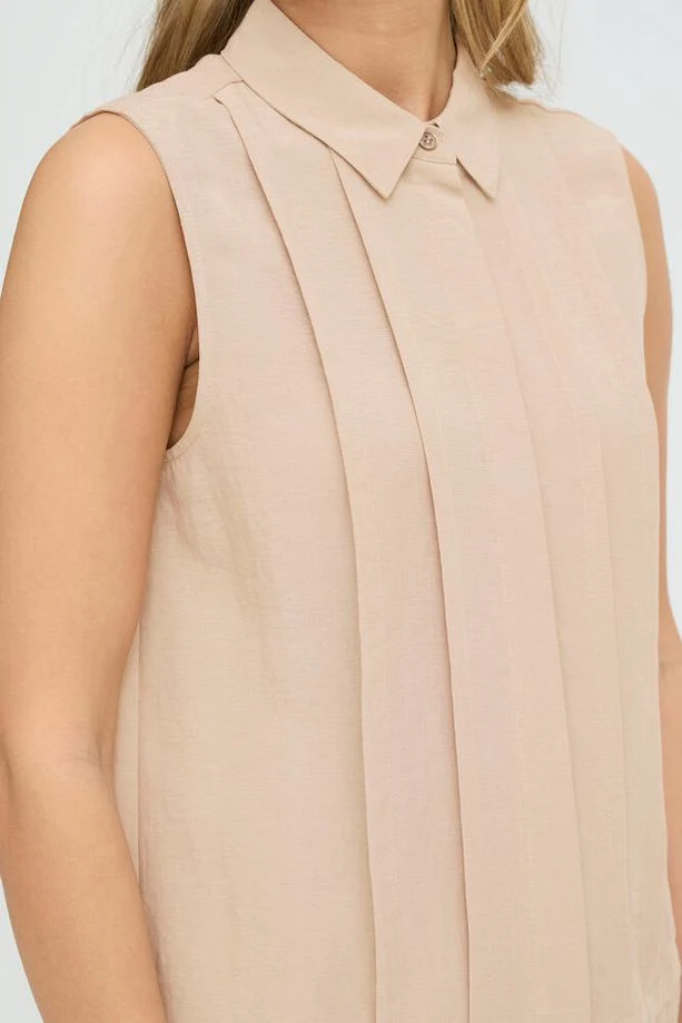 FRANSA Adah Sleeveless Shirt - Tan - Image 6