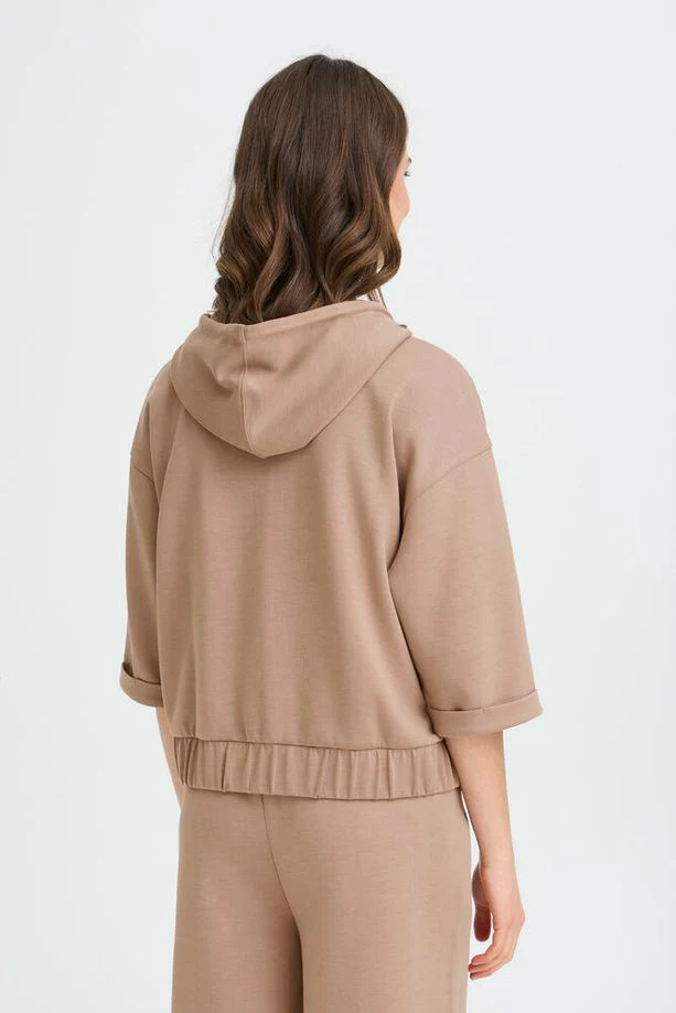 FRANSA Aurora Full Zip Hooded Top - Taupe - Image 5