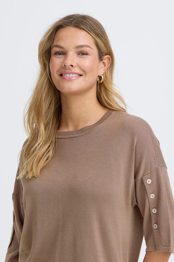 FRANSA Besmock 1/2 Sleeve Jumper - Taupe - Image 2