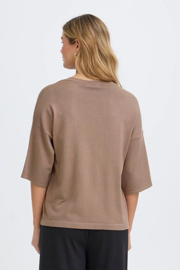 FRANSA Besmock 1/2 Sleeve Jumper - Taupe - Image 4