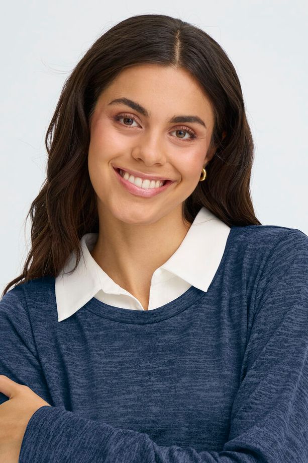 FRANSA Emmie Shirt Collar Pullover - Navy - Image 2