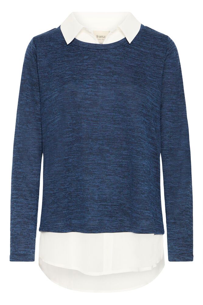 FRANSA Emmie Shirt Collar Pullover - Navy - Image 4