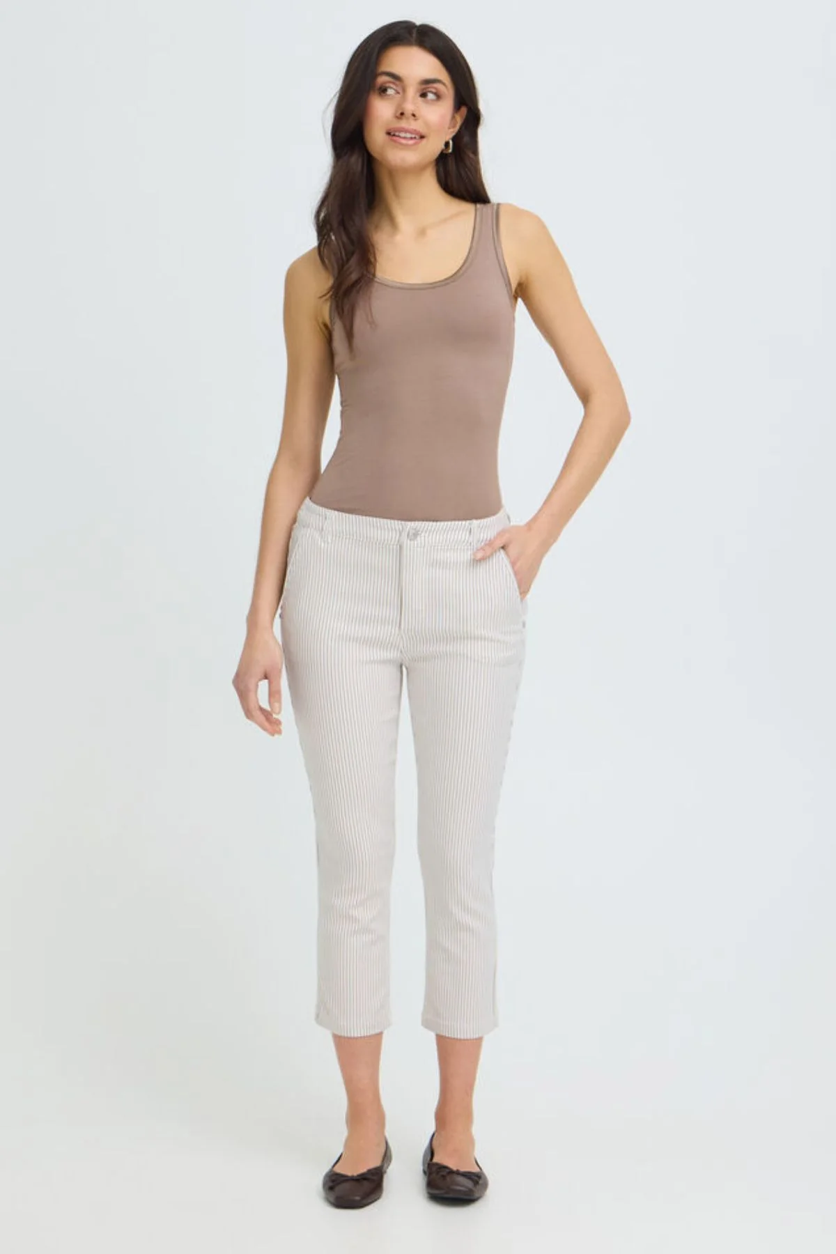 FRANSA Ena Tessa Cropped Striped Pants - Image 2