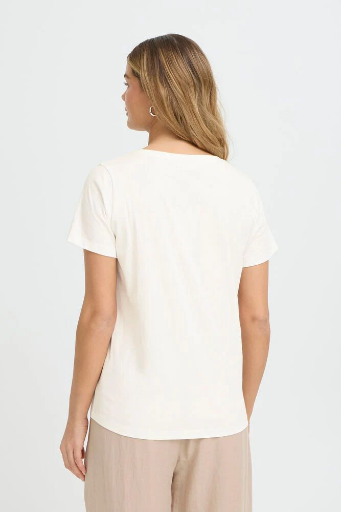 FRANSA Evani Cotton T-Shirt - Whisper White - Image 3