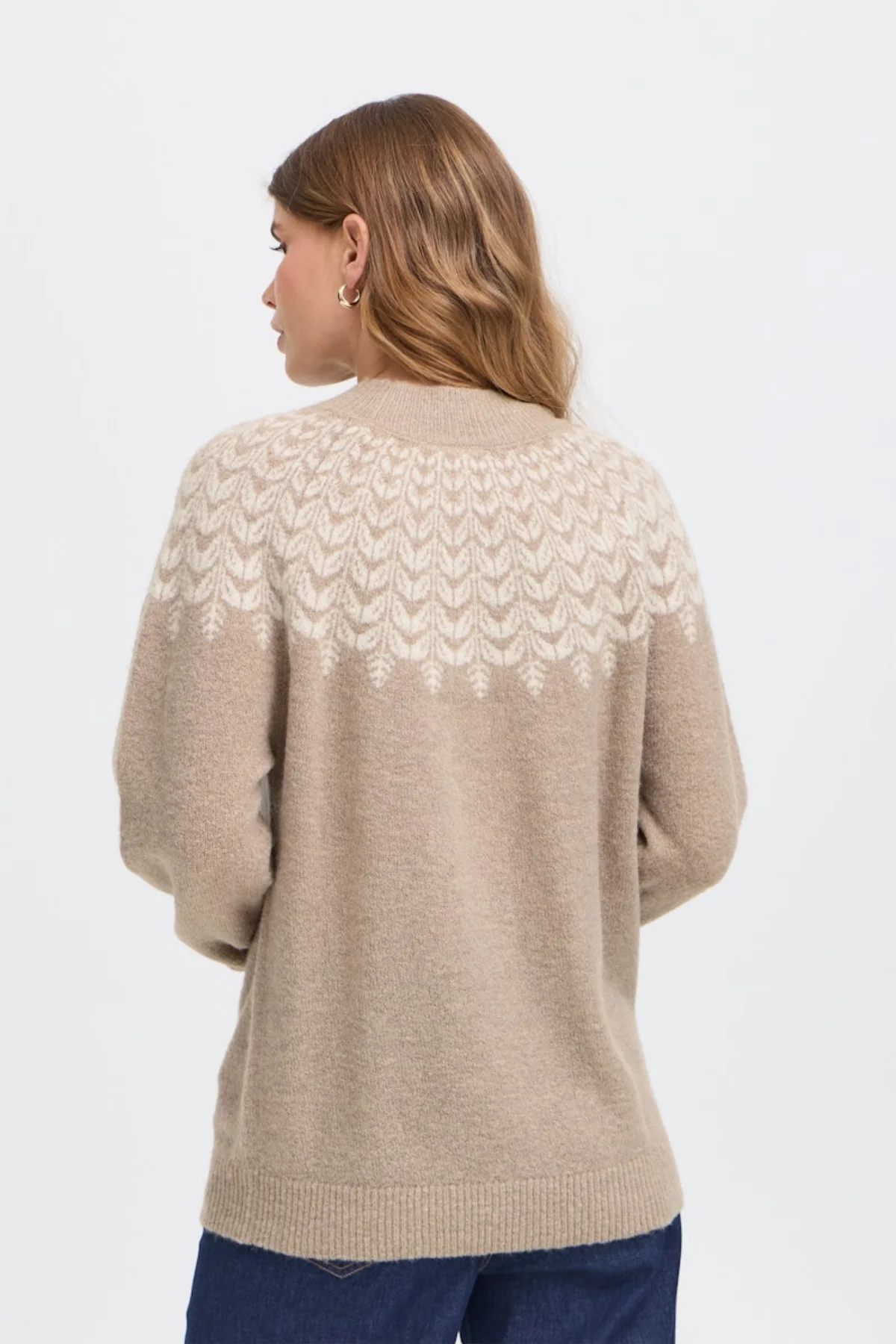 FRANSA Isabella High Neck Jumper - Taupe - Image 3