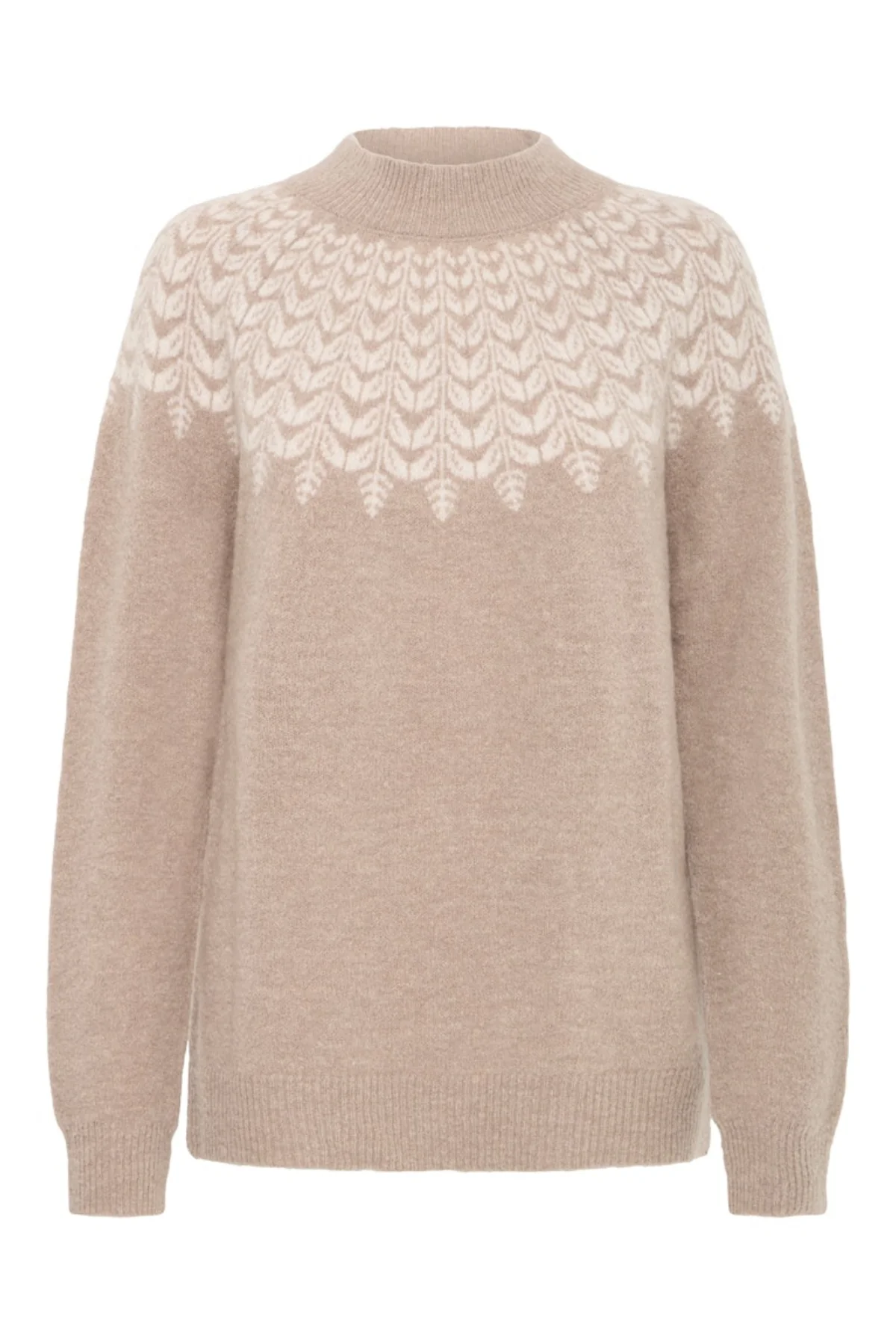 FRANSA Isabella High Neck Jumper - Taupe - Image 4