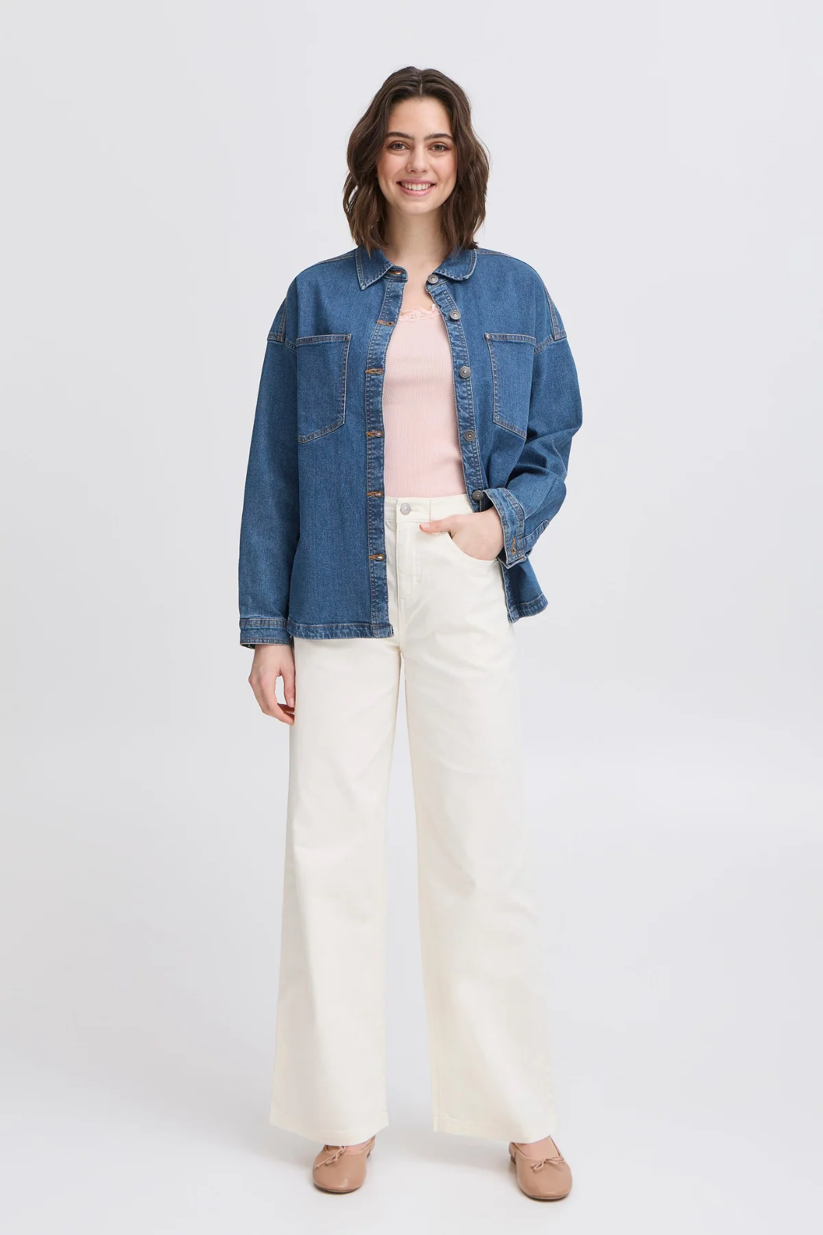 FRANSA Vocut Oversize Denim Shirt - Image 2