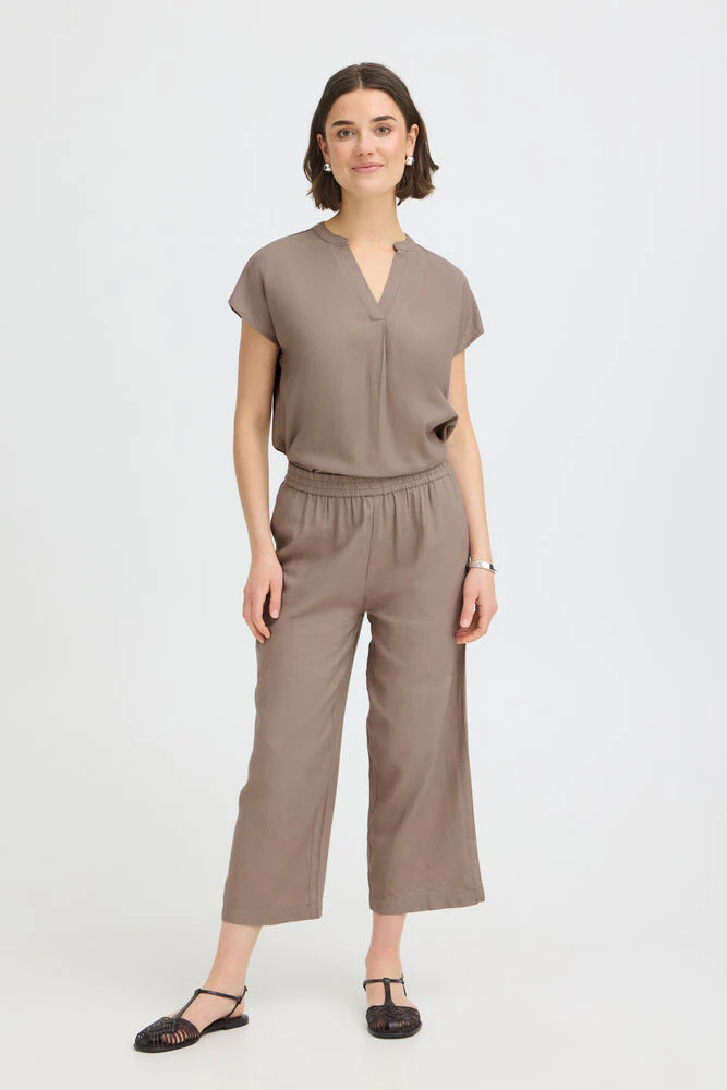 FRANSA Jett Wide Leg Culotte Pants - Taupe - Image 2