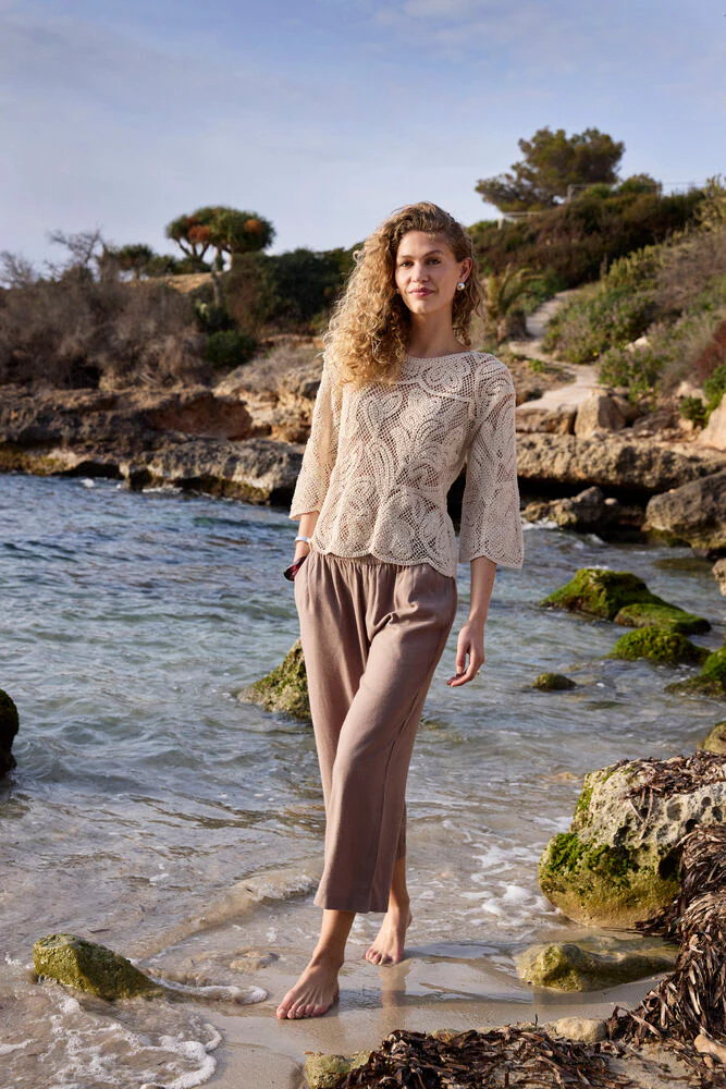 FRANSA Jett Wide Leg Culotte Pants - Taupe - Image 3