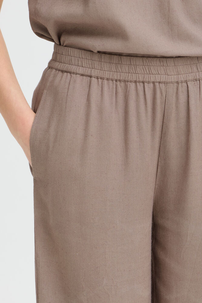 FRANSA Jett Wide Leg Culotte Pants - Taupe - Image 4