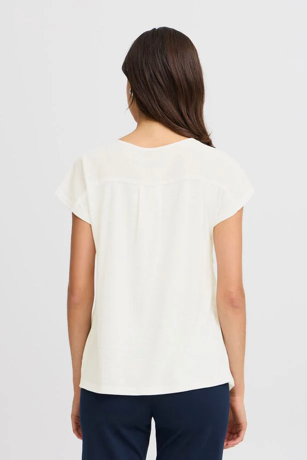 FRANSA Zawov 2 V-Neck Blouse - White - Image 4