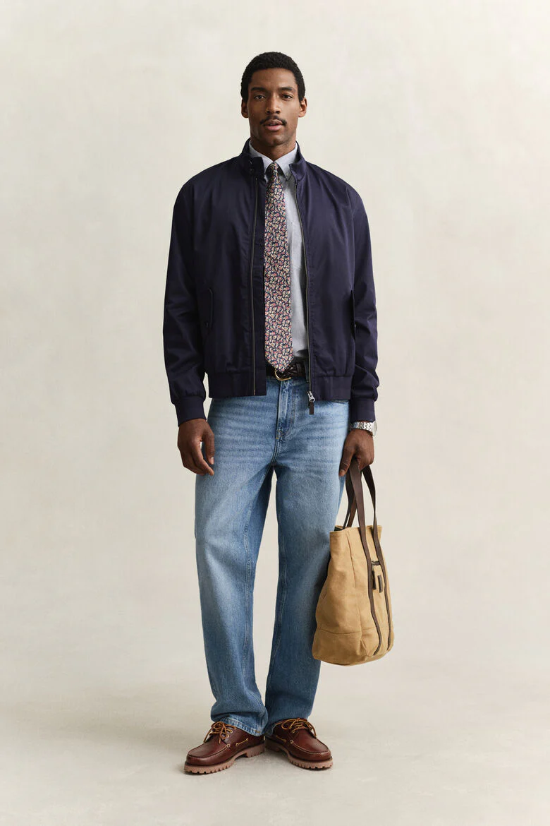 GANT Cotton Blend Harrington Jacket - Navy - Image 2