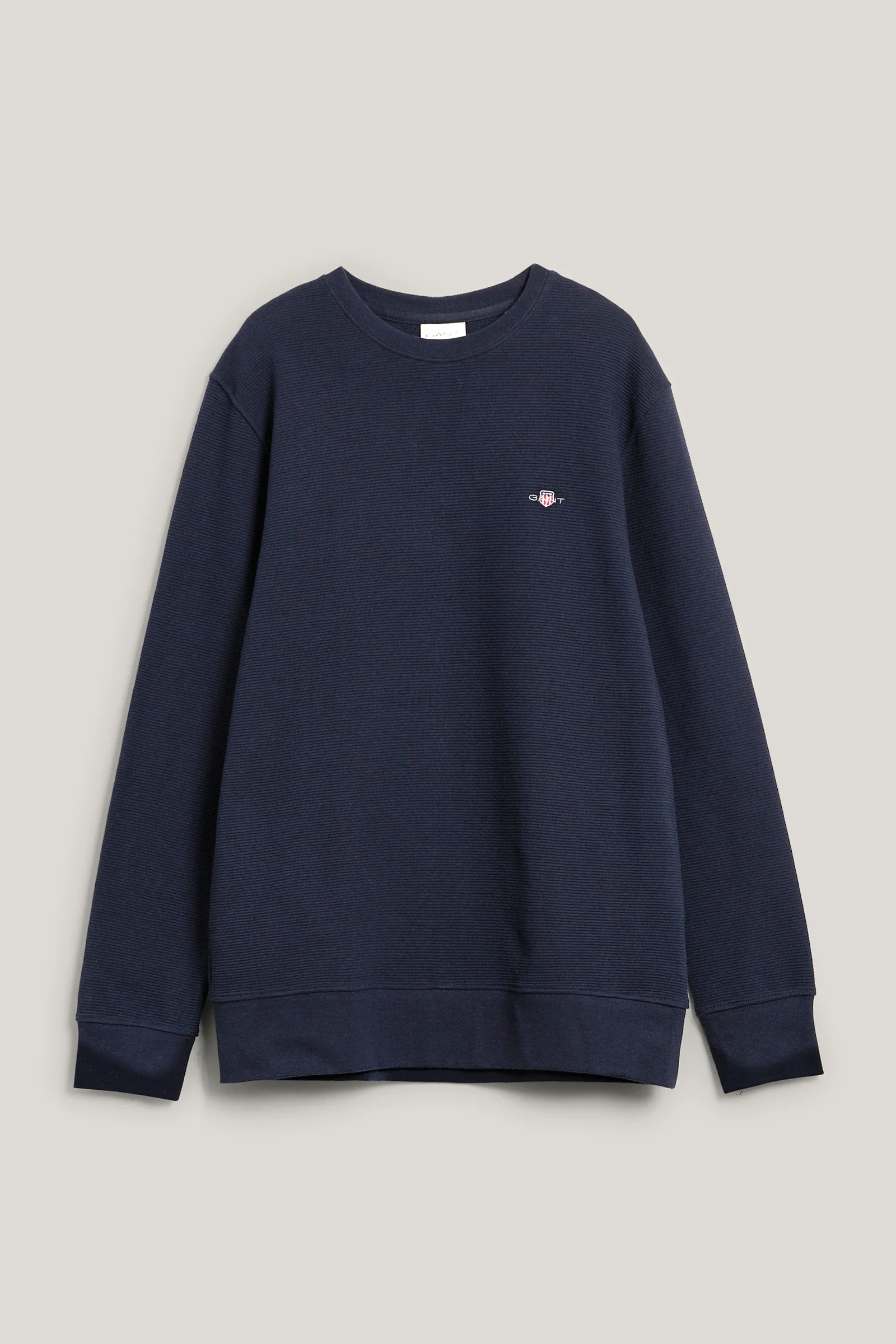 GANT Textured Crew Neck Sweater - Navy - Image 4