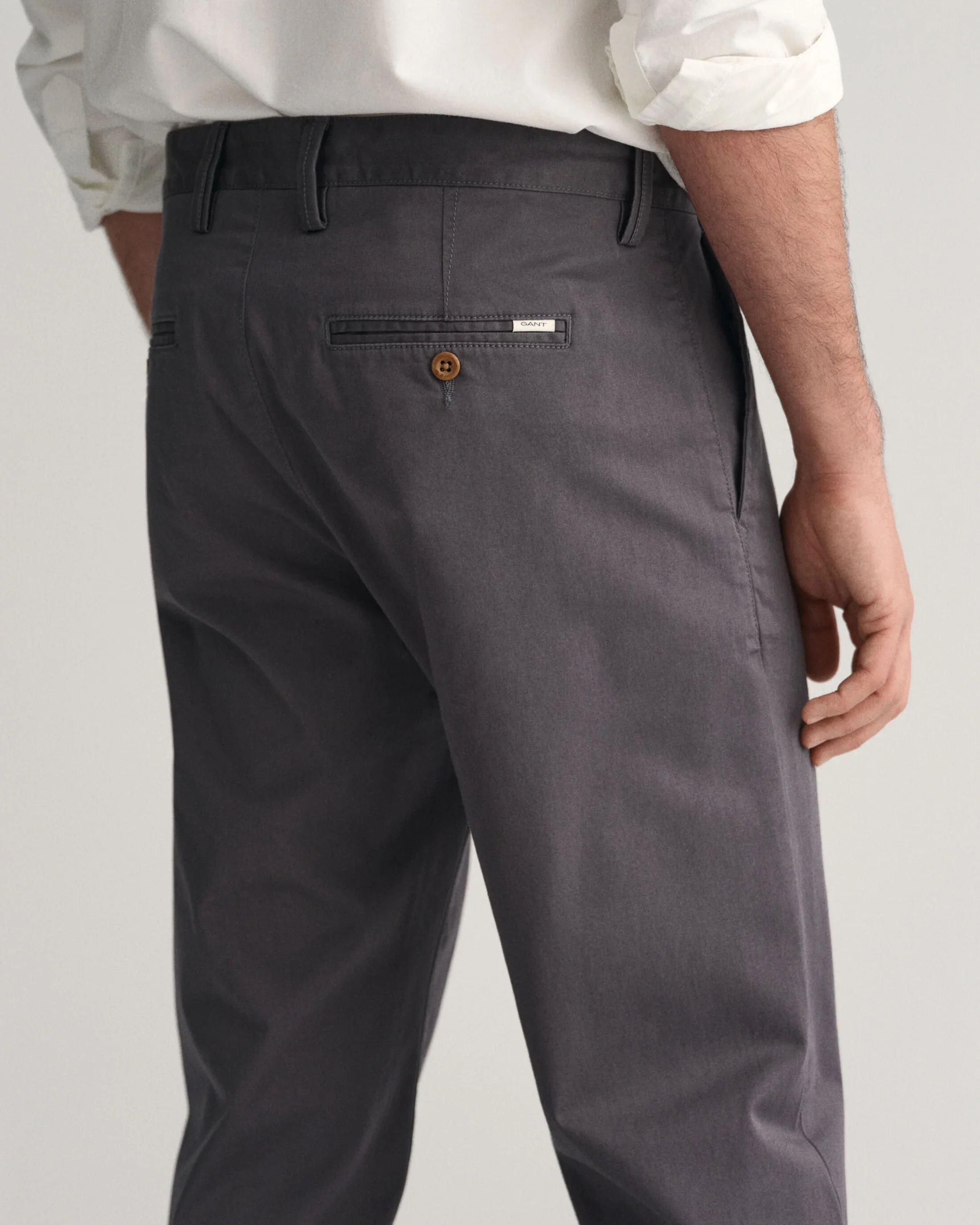 GANT Regular Fit Twill Chinos - Grey - Image 3