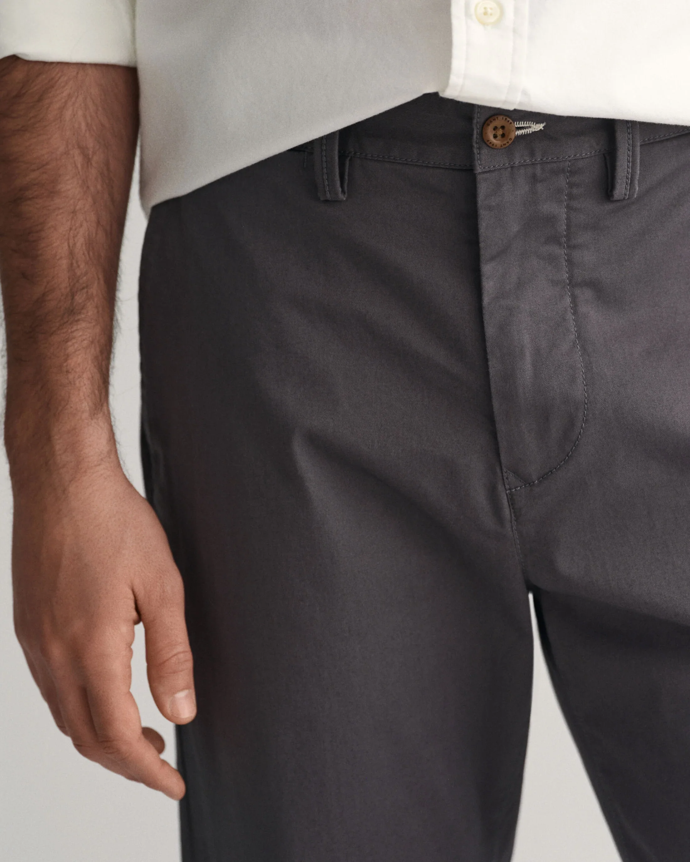 GANT Regular Fit Twill Chinos - Grey - Image 4