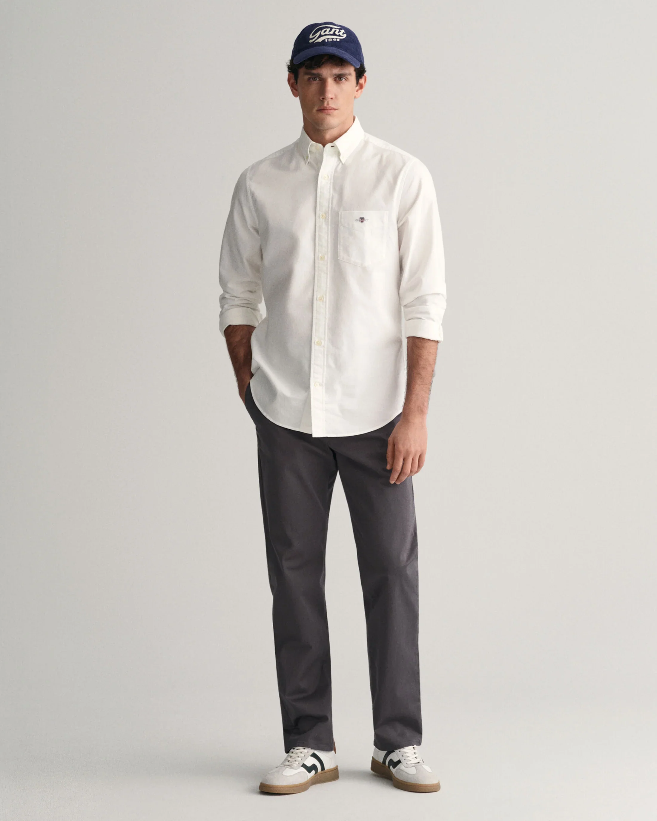 GANT Regular Fit Twill Chinos - Grey - Image 7