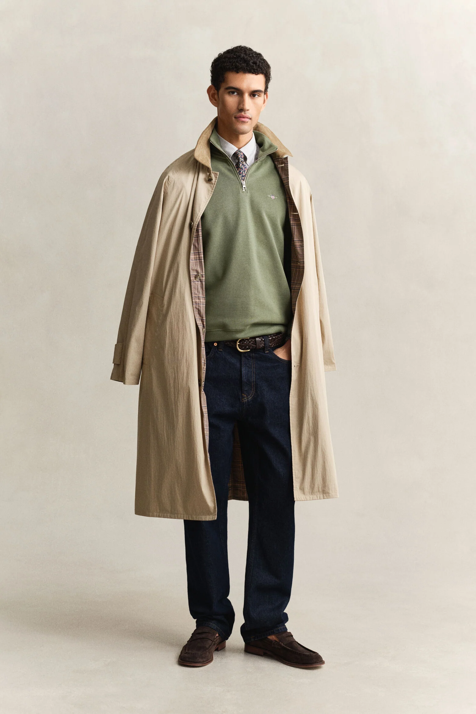 GANT Shield Half Zip Sweatshirt - Herb Green - Image 3