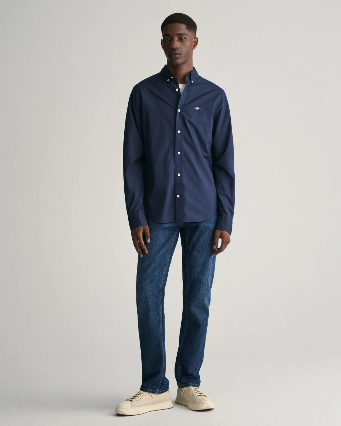 GANT Slim Fit Poplin Shirt - Navy - Image 3