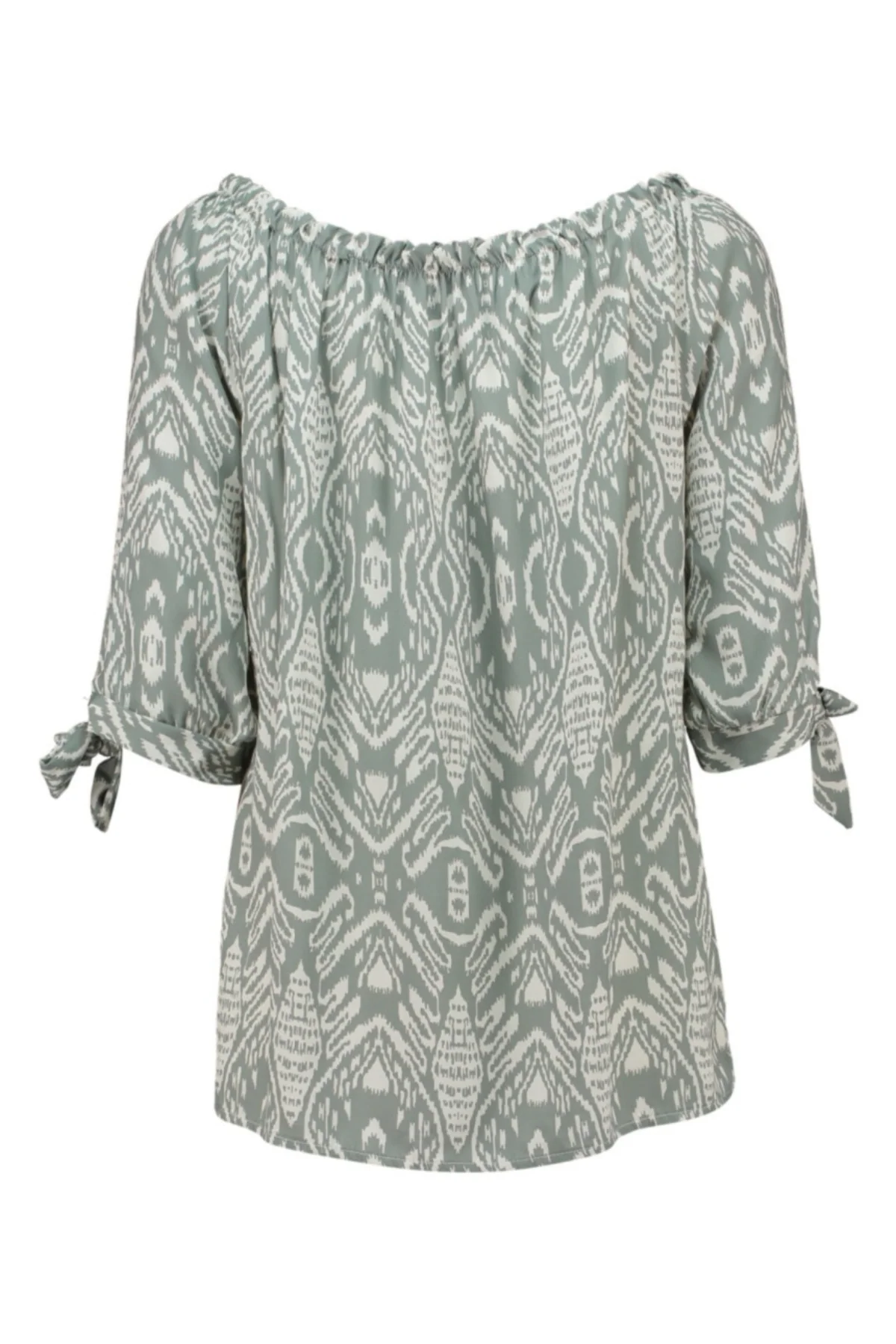 HAILYS Lotty Boat Neck 3/4 Sleeve Print Top - Green - Image 2