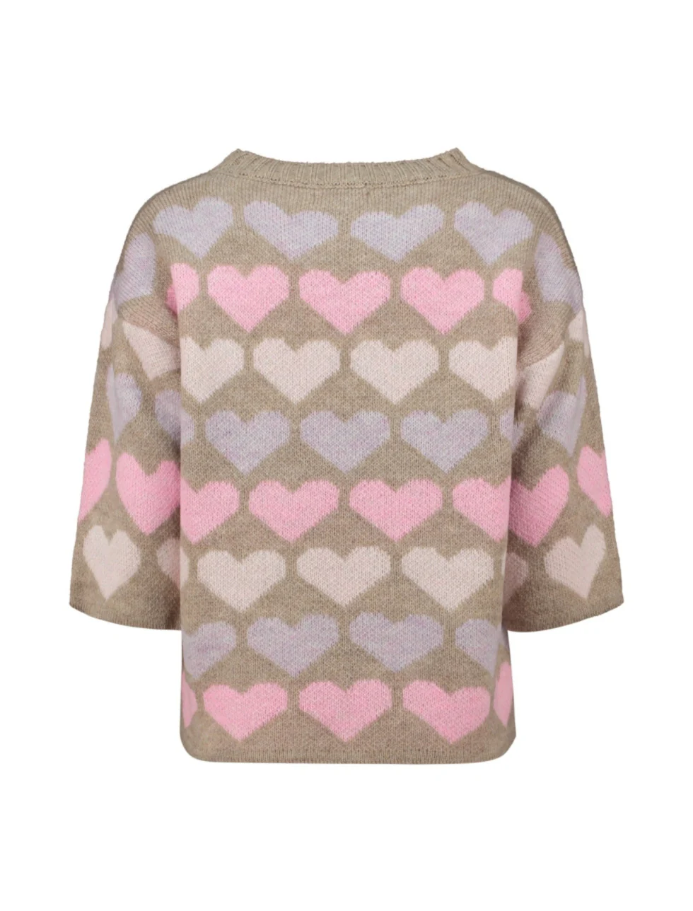 HAILYS Sanna 3/4 Sleeve Heart Jumper - Taupe - Image 4