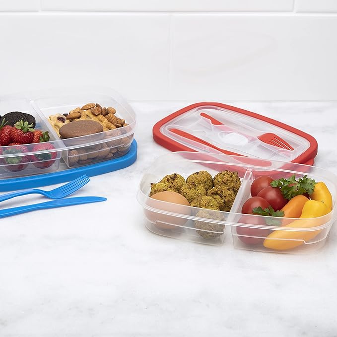 HEAT & EAT : Lunch Box, Clear, with Red/Blue Trim 0.5L - Image 3