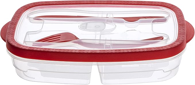 HEAT & EAT : Lunch Box, Clear, with Red/Blue Trim 0.5L - Image 4