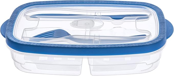 HEAT & EAT : Lunch Box, Clear, with Red/Blue Trim 0.5L - Image 5