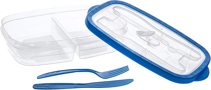 HEAT & EAT : Lunch Box, Clear, with Red/Blue Trim 0.5L - Image 6