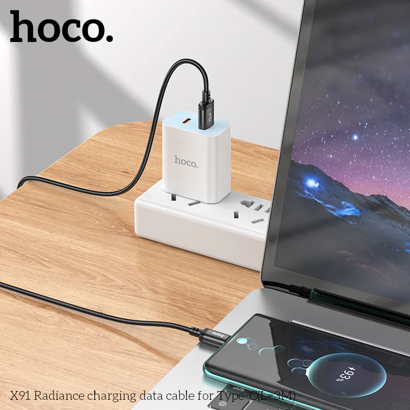 Hoco Radiance X91 charging cable for Type-C 3M - Image 5