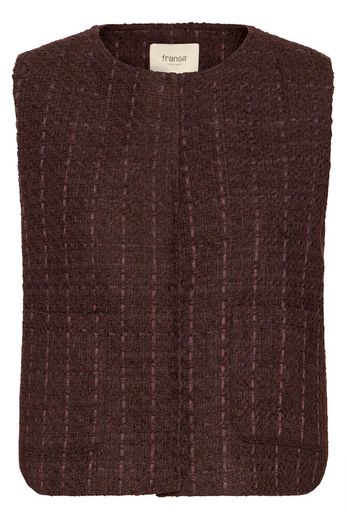 FRANSA Odette Woven Waistcoat - Fudge Red - Image 3