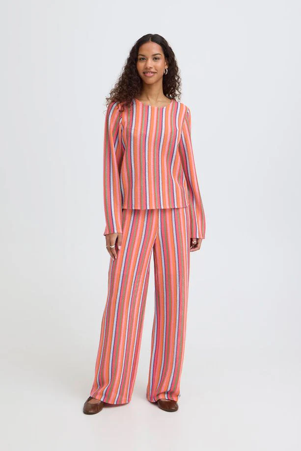 ICHI Libella Long Sleeve Top - Stripe - Image 4