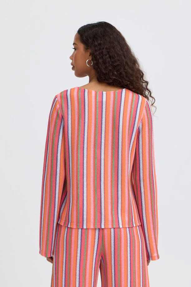 ICHI Libella Long Sleeve Top - Stripe - Image 5