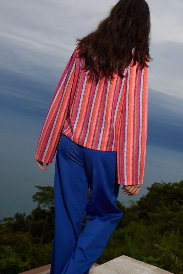 ICHI Libella Long Sleeve Top - Stripe - Image 7