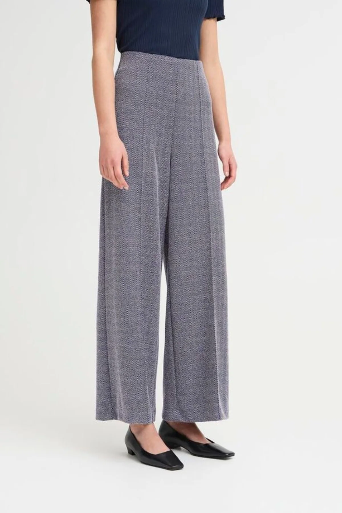 ICHI Kate Jacquard Trouser - Blue
