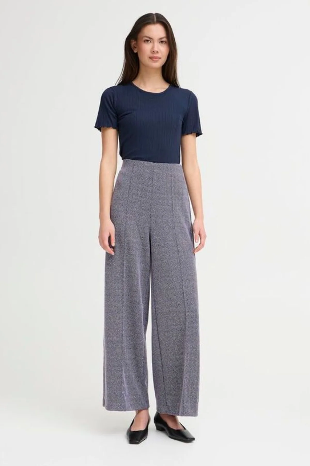ICHI Kate Jacquard Trouser - Blue - Image 2