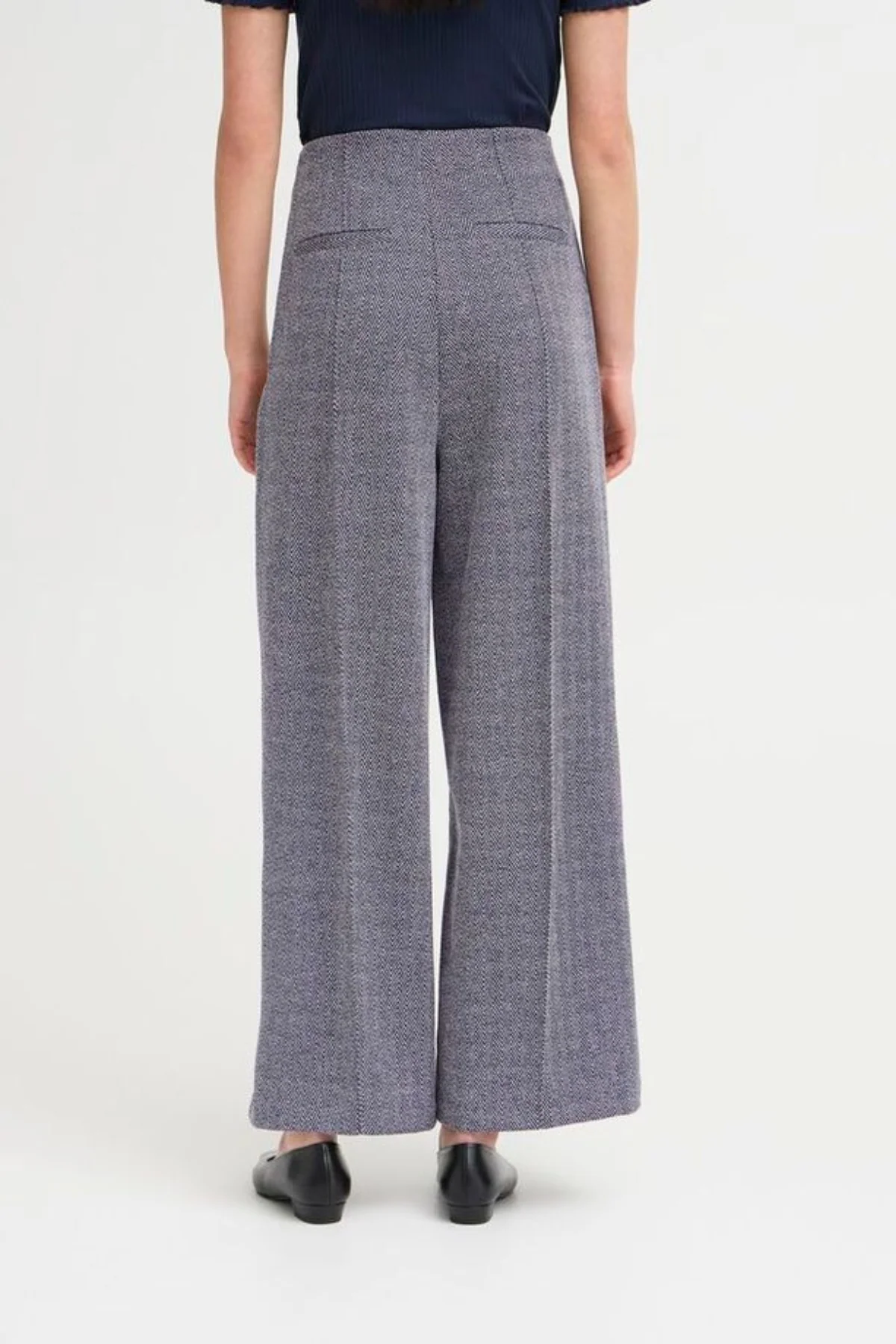 ICHI Kate Jacquard Trouser - Blue - Image 3