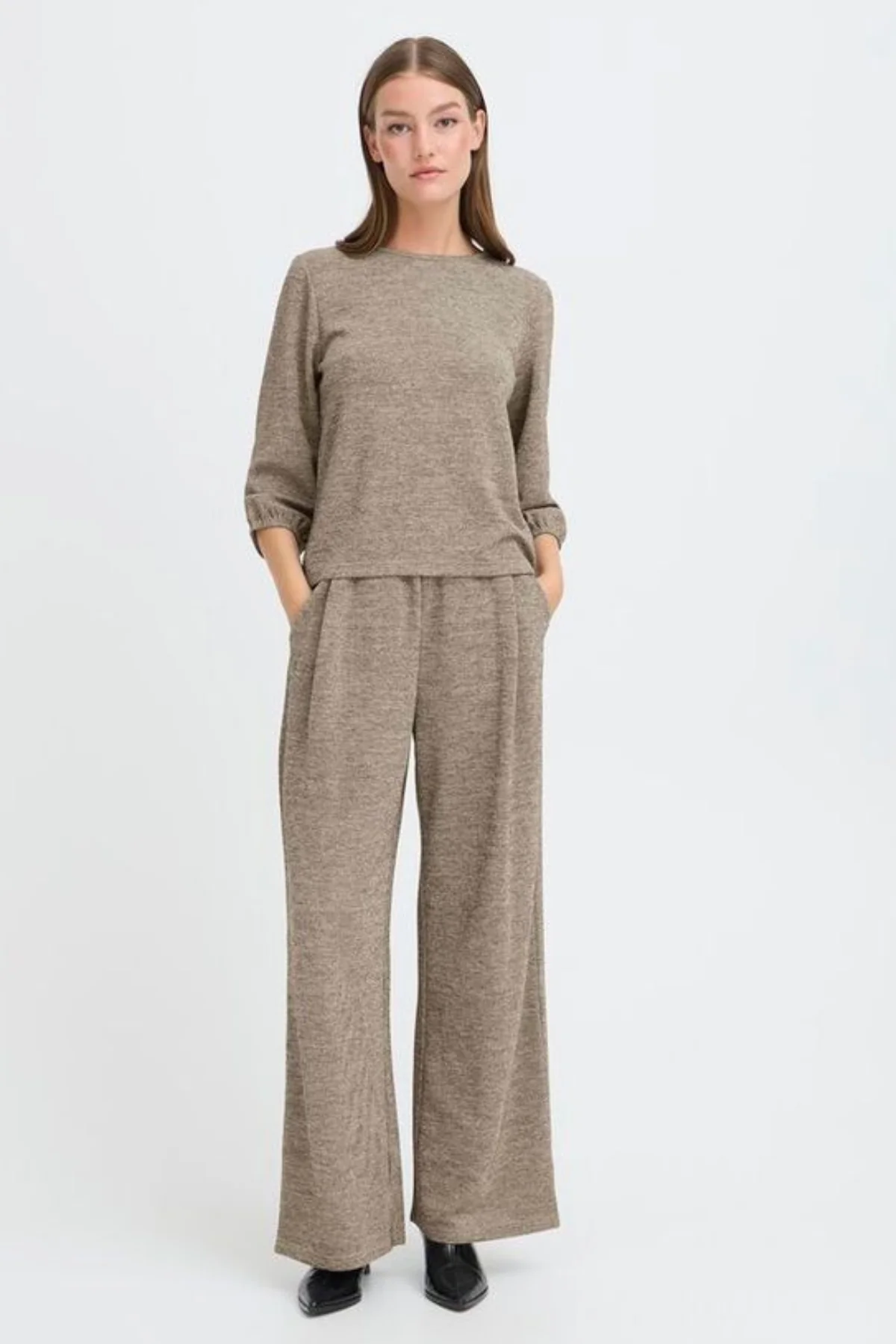 ICHI Danice Wide Leg Trousers - Gold - Image 2