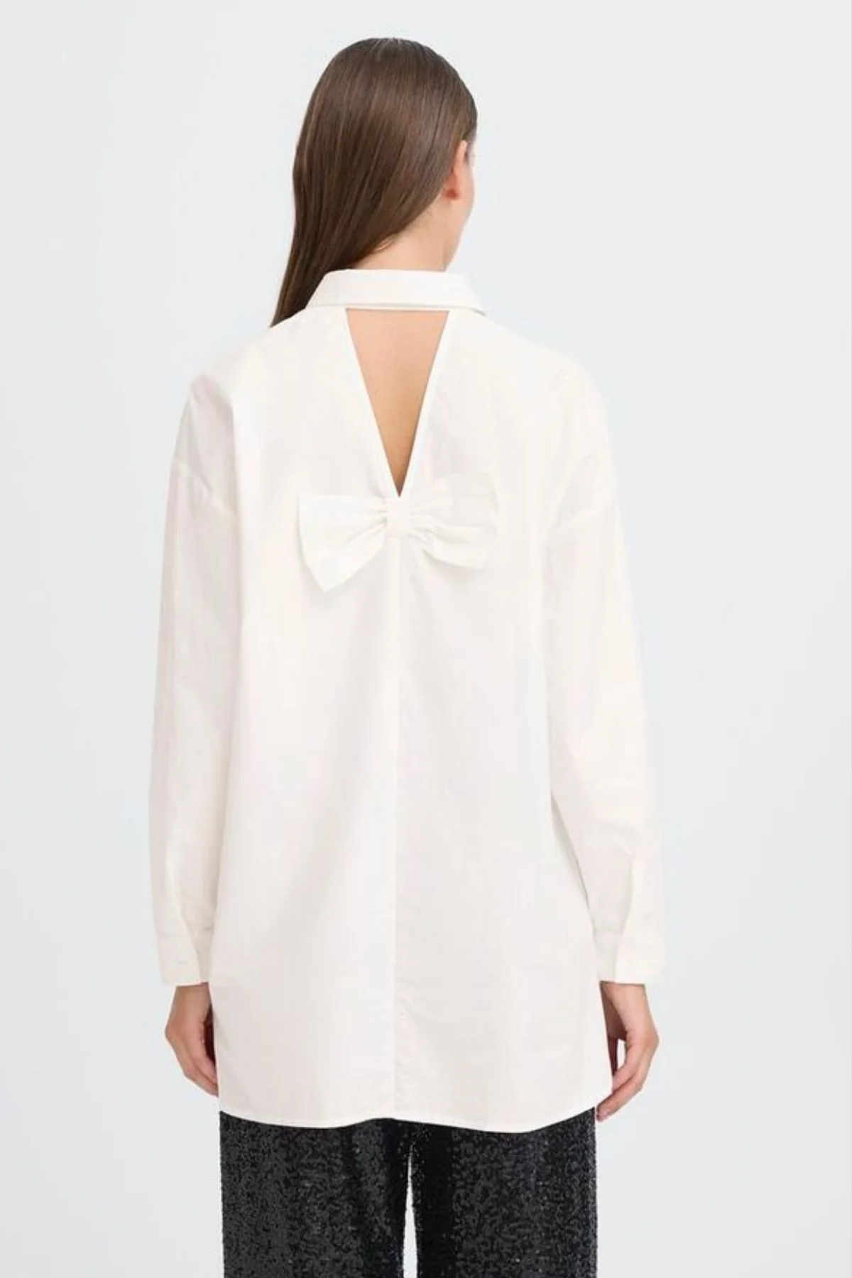 ICHI Funila Long Bow Detail Shirt - White - Image 3