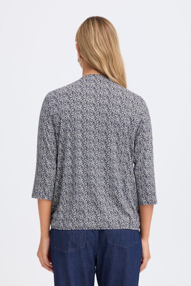 FRANSA Amy 3/4 Sleeve Floral Blouse - Navy - Image 3