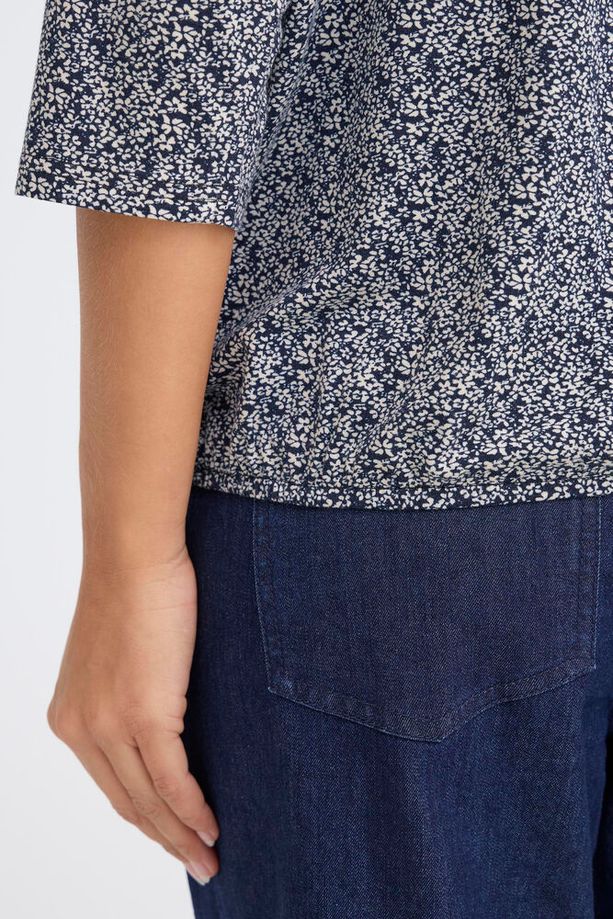 FRANSA Amy 3/4 Sleeve Floral Blouse - Navy - Image 4
