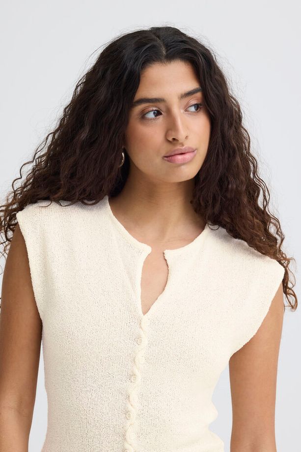 ICHI Blonds Knitted Top - Almond - Image 2