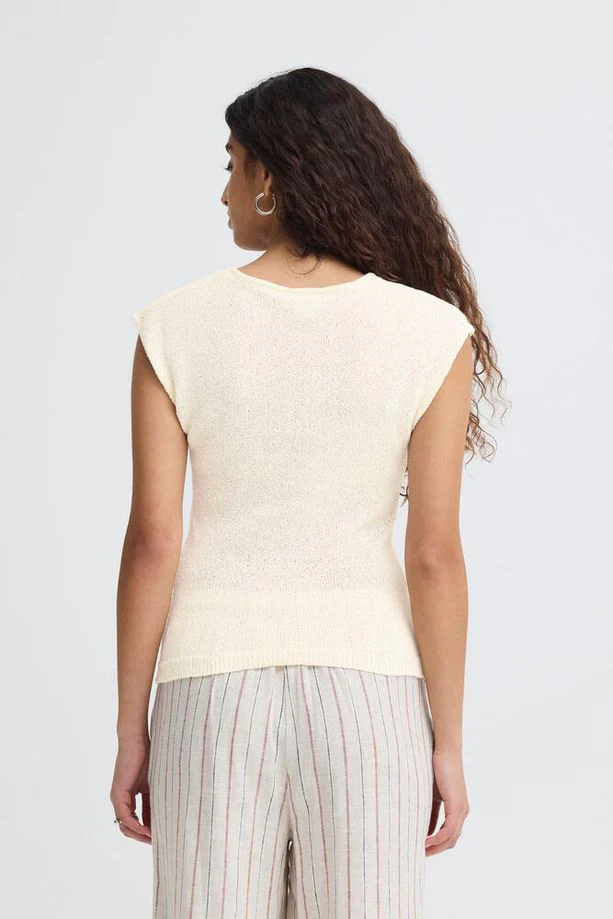 ICHI Blonds Knitted Top - Almond - Image 4