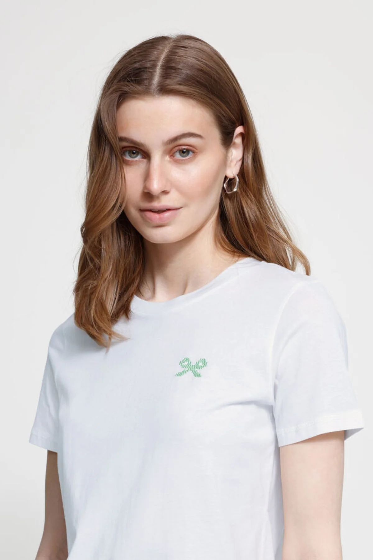 ICHI Caminna Bow Cotton T-Shirt - White - Image 2