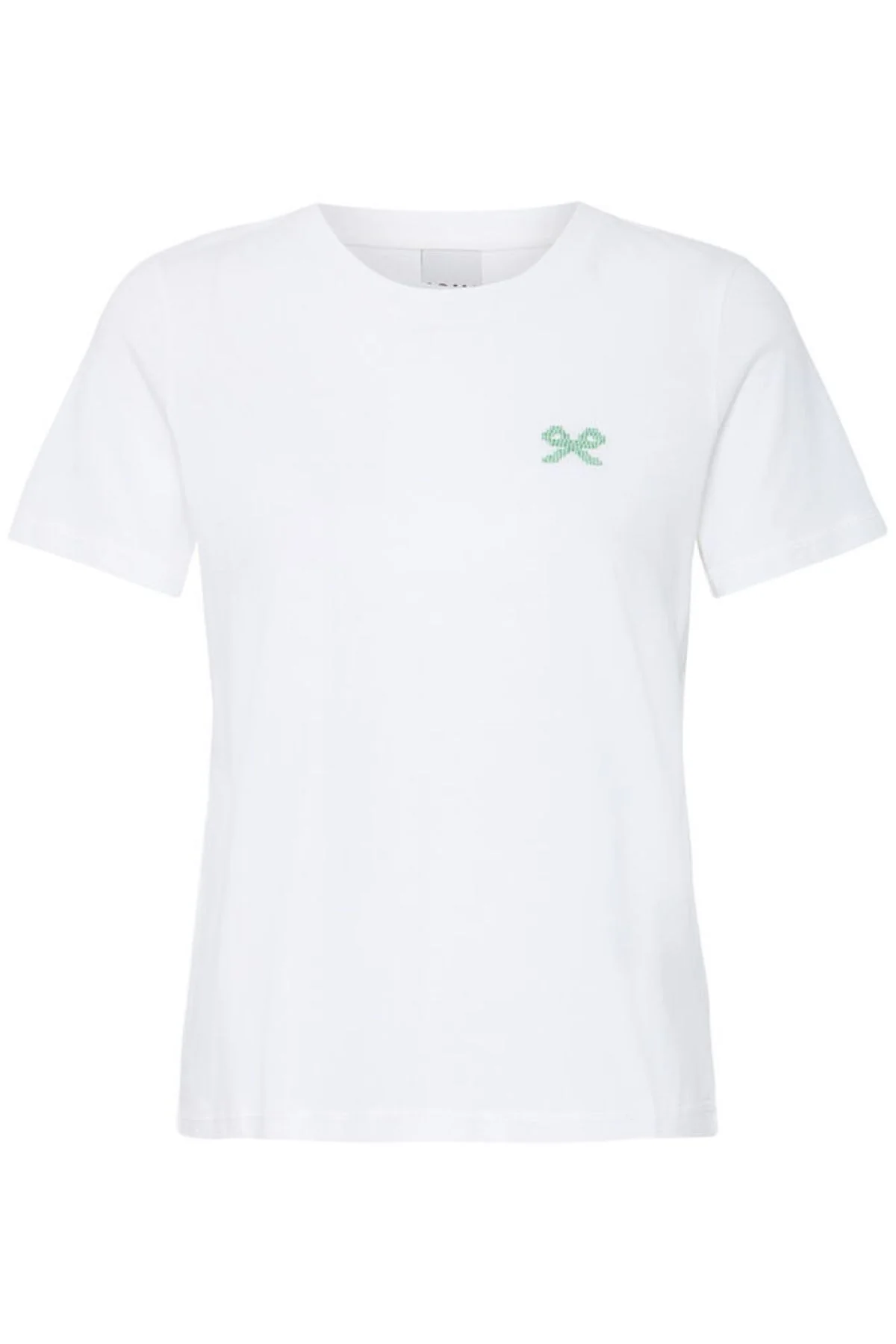 ICHI Caminna Bow Cotton T-Shirt - White - Image 4