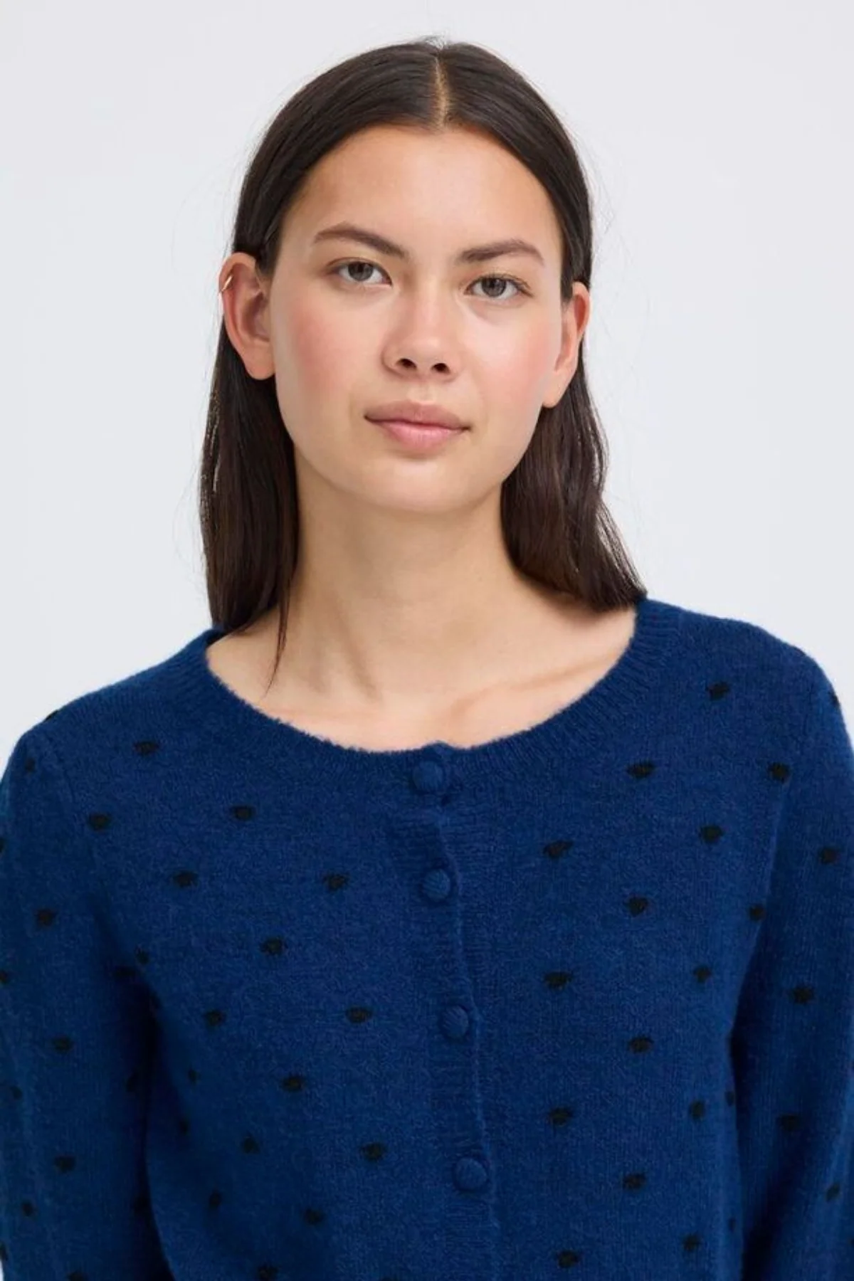 ICHI Destine Button Up Cardigan - Navy - Image 2